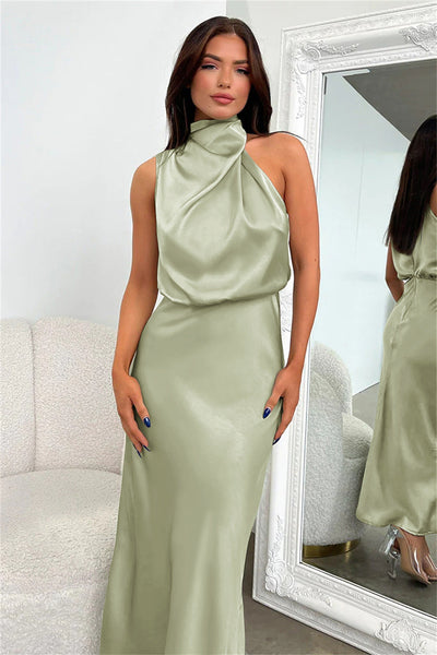 Amara | Satin Halter Midi Dress