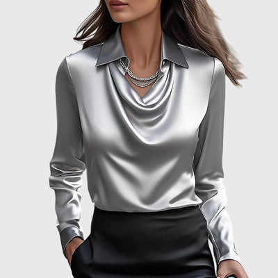 Celeste | Satin Drape Collar Blouse