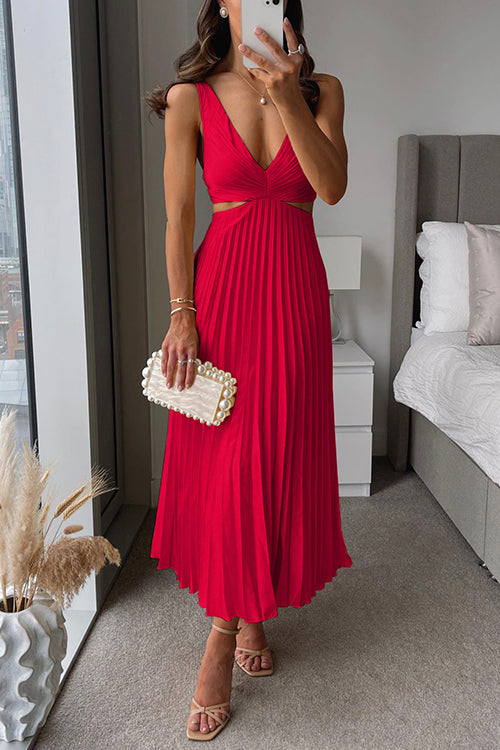 Serena | Pleated Cut-Out Midi Dress
