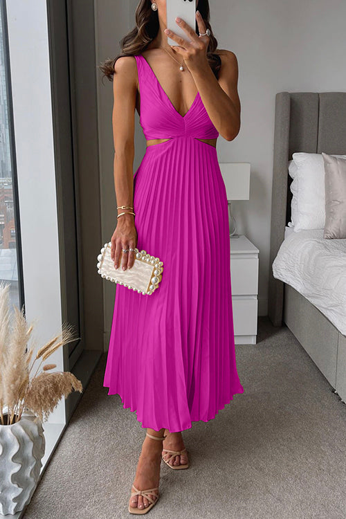 Serena | Pleated Cut-Out Midi Dress