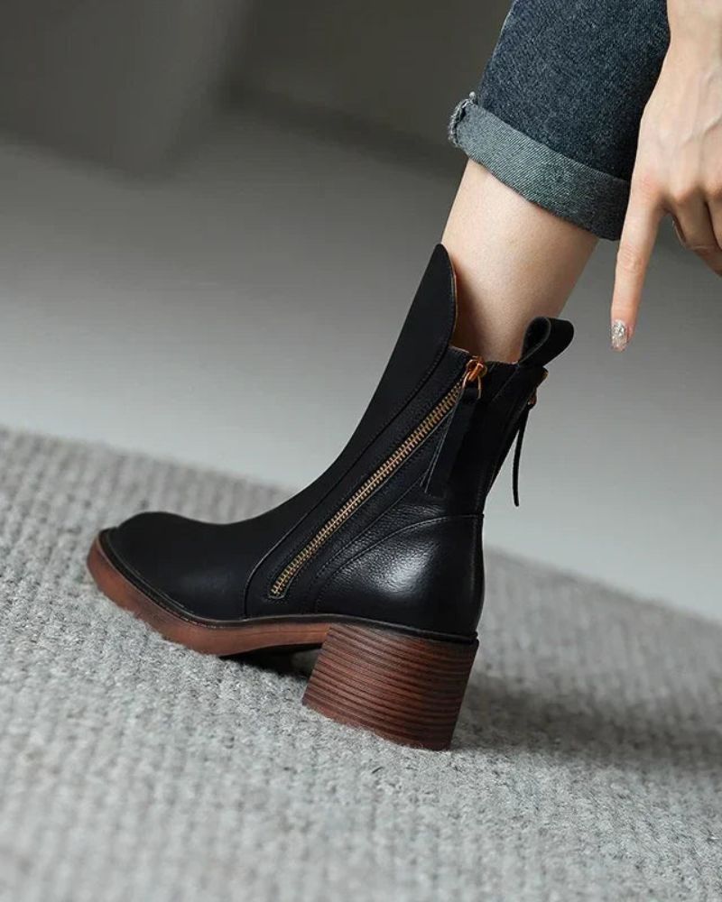 Elise | Zipper Ankle Boots