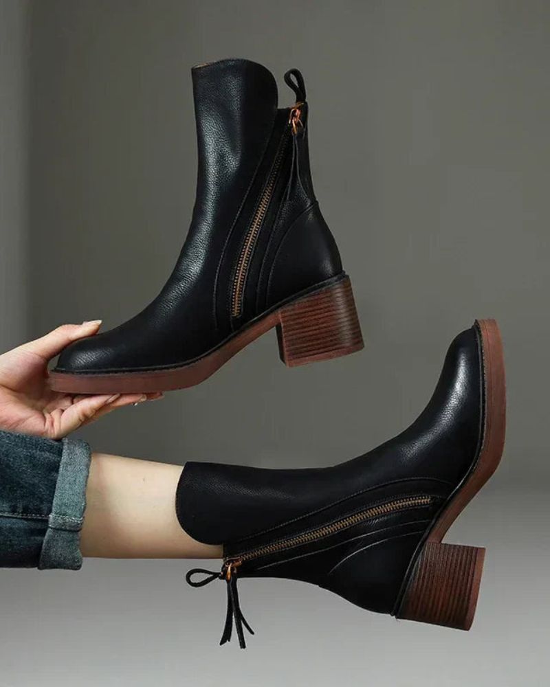 Elise | Zipper Ankle Boots