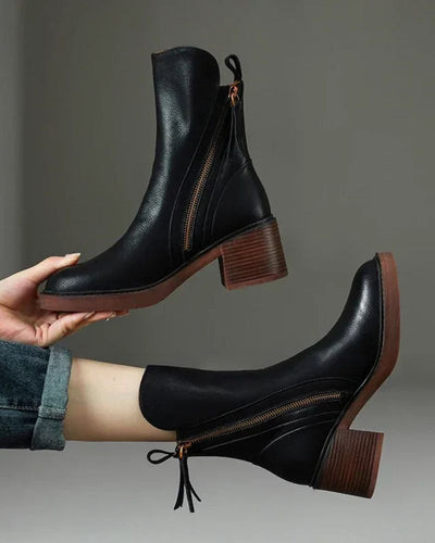 Elise | Zipper Ankle Boots