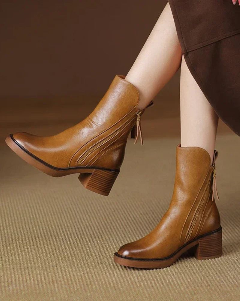Elise | Zipper Ankle Boots