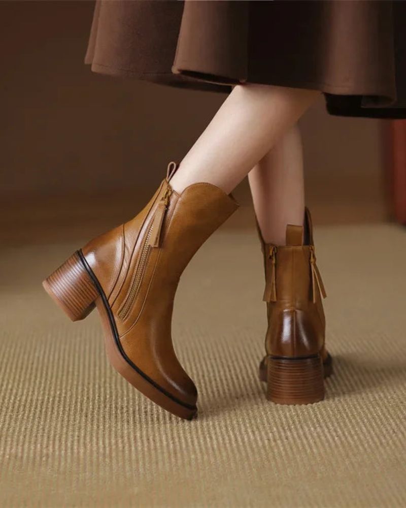 Elise | Zipper Ankle Boots