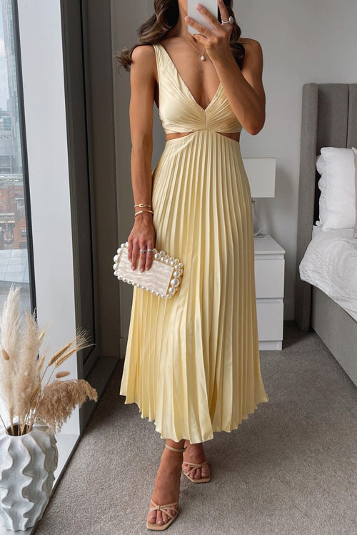 Serena | Pleated Cut-Out Midi Dress