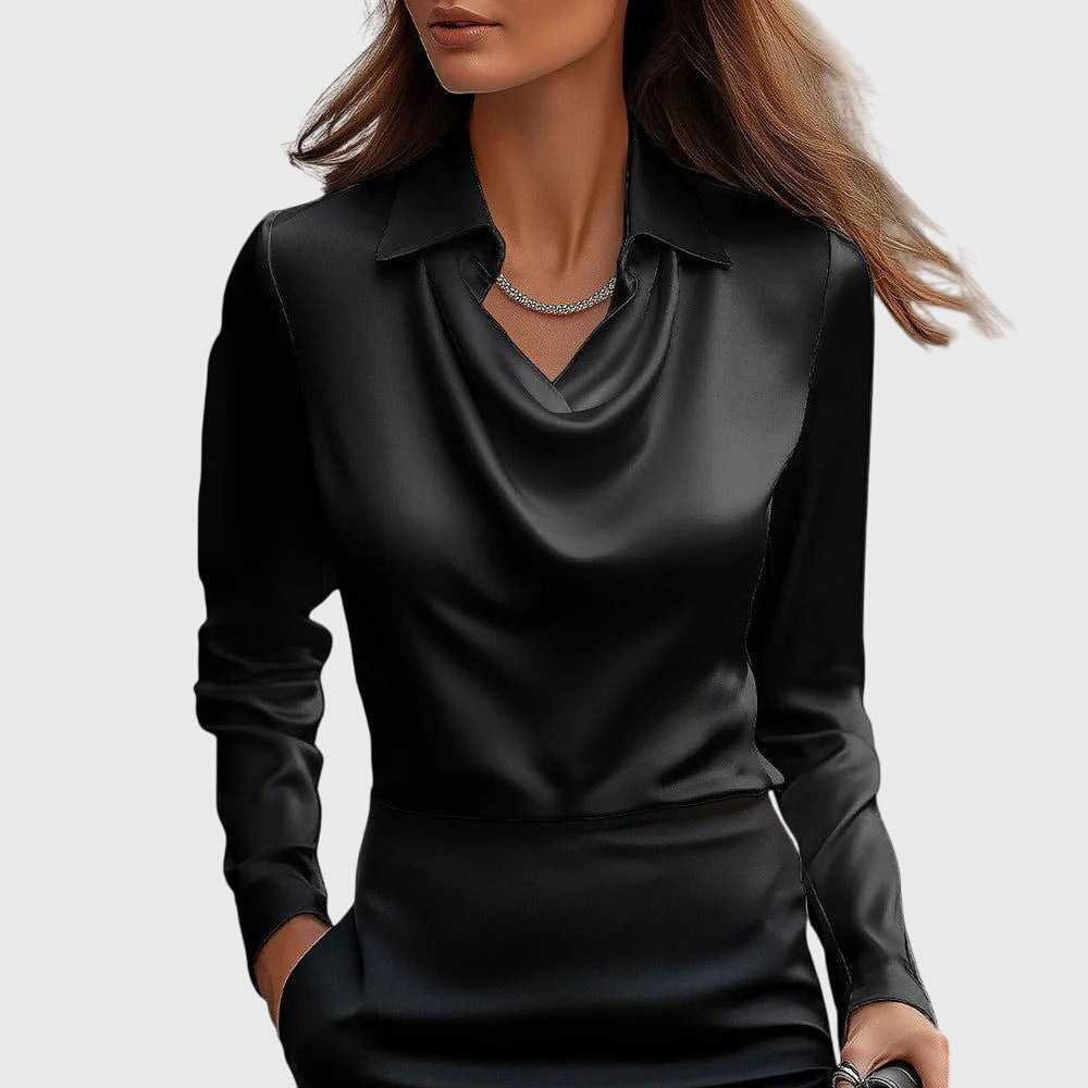 Celeste | Satin Drape Collar Blouse