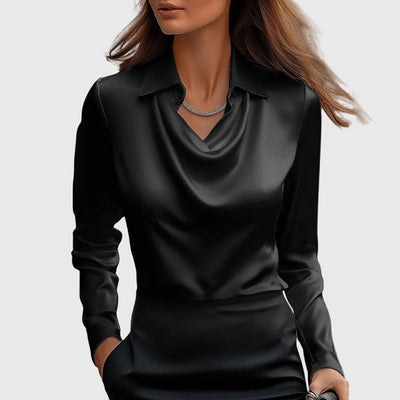 Celeste | Satin Drape Collar Blouse