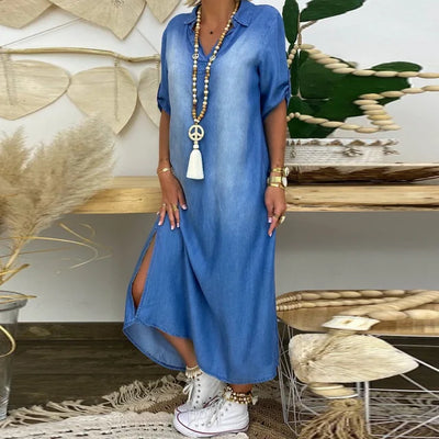 Elena | Denim Maxi Dress