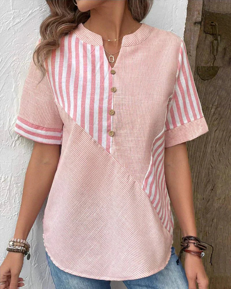 Lydia | Striped Button-Front Blouse