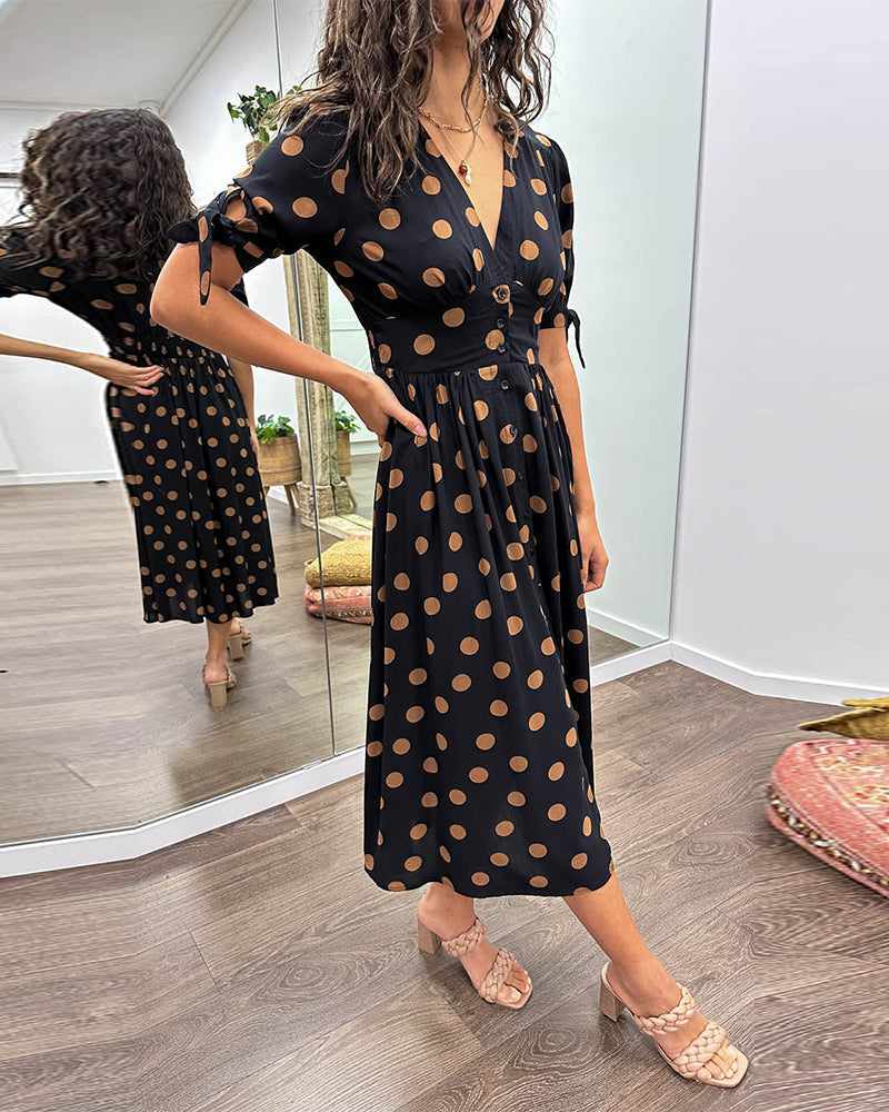 Clara | Polka Dot Midi Dress