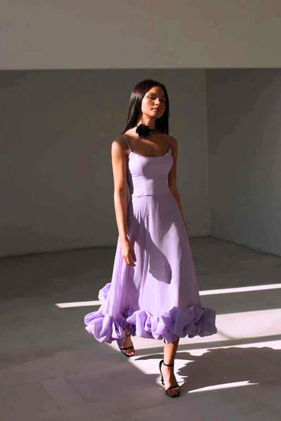 Celeste | Ruffle Hem Midi Dress