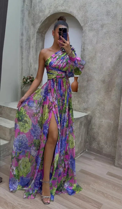 Liliana | One-Shoulder Floral Maxi Dress