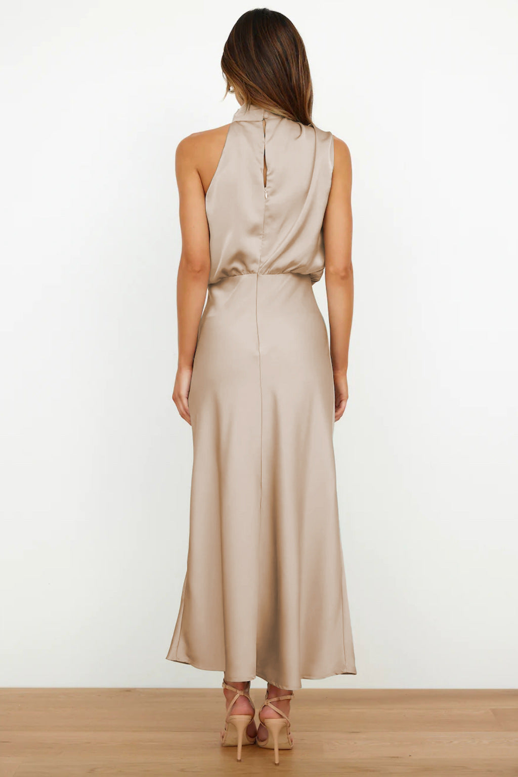 Amara | Satin Halter Midi Dress