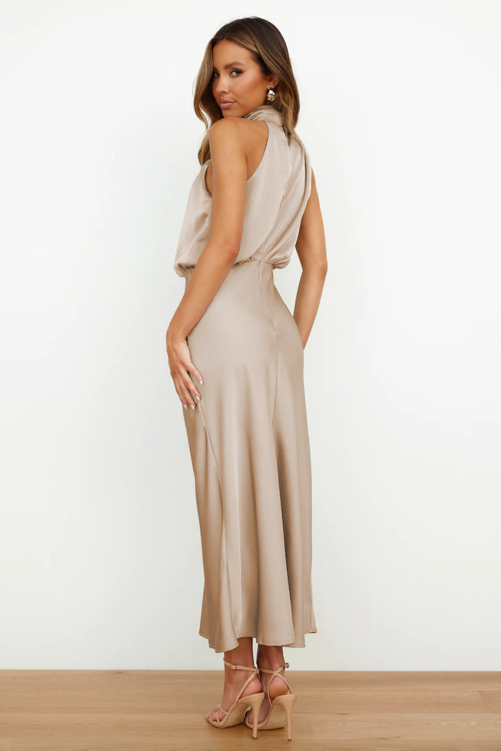 Amara | Satin Halter Midi Dress