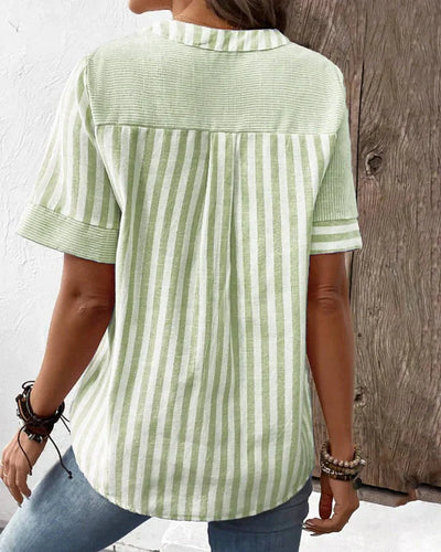 Lydia | Striped Button-Front Blouse