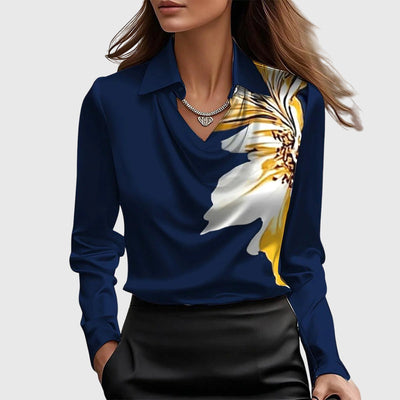 Celeste | Satin Drape Collar Blouse