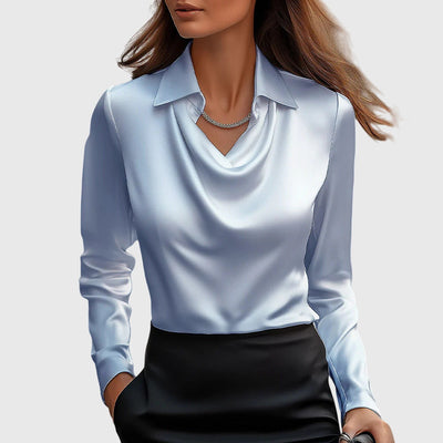 Celeste | Satin Drape Collar Blouse