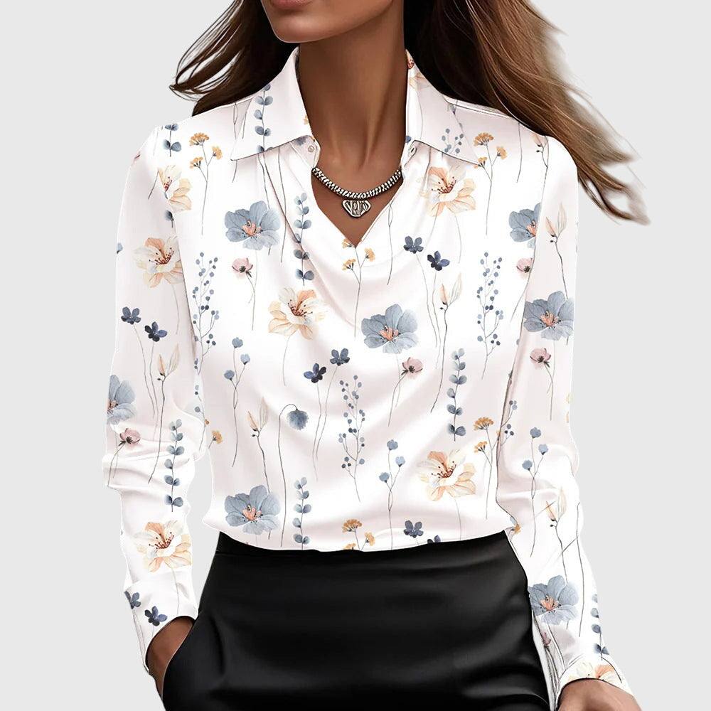 Celeste | Satin Drape Collar Blouse