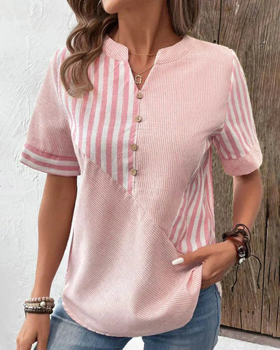 Lydia | Striped Button-Front Blouse