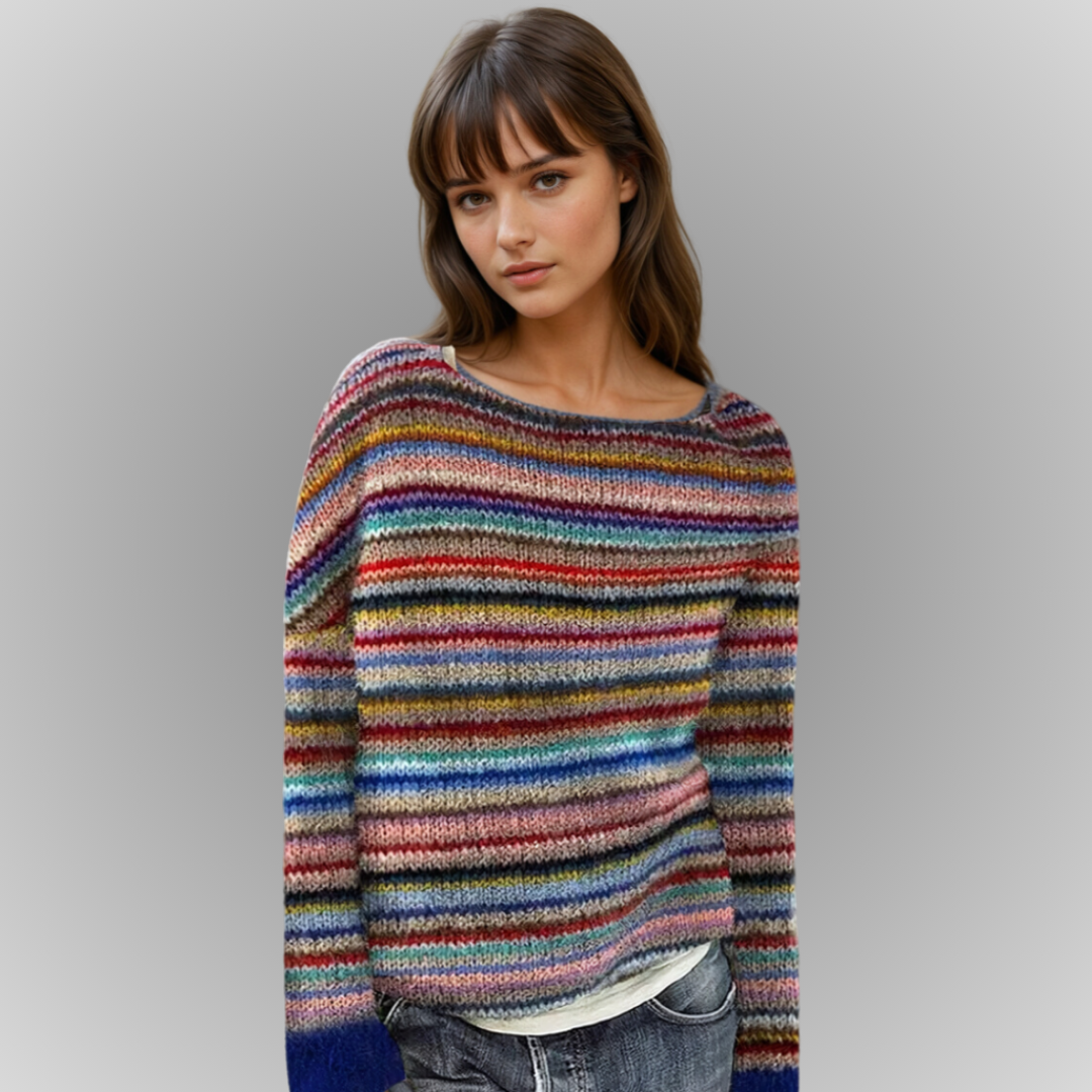 Manonin - Retro & Cozy Stripe Sweater