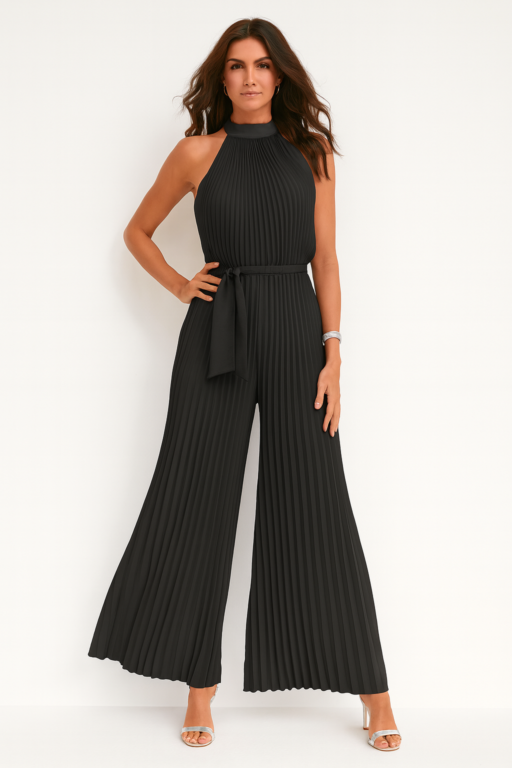 Noir | Pleated Halter Jumpsuit