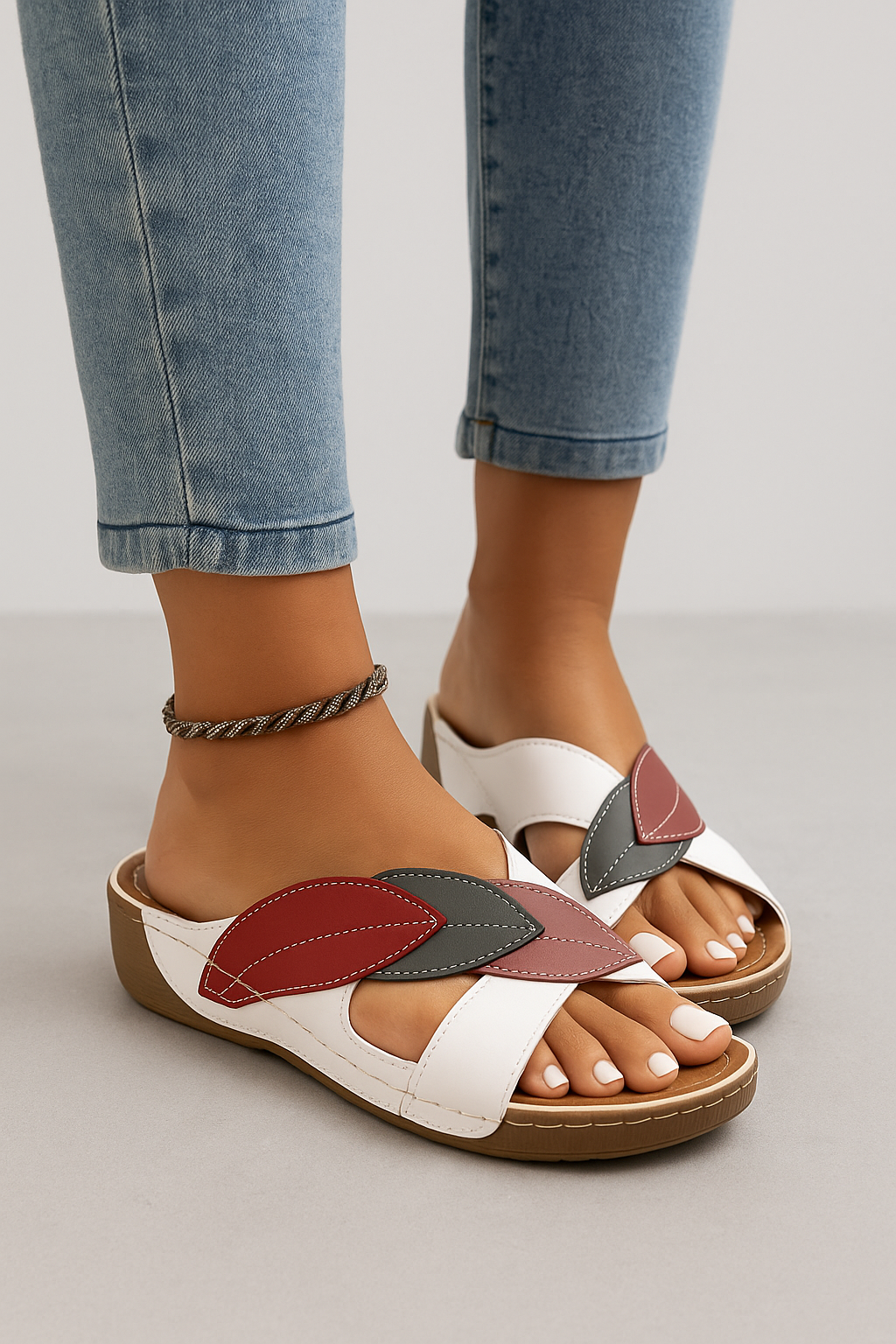 Elena | Multi-Tone Slip-On Sandals