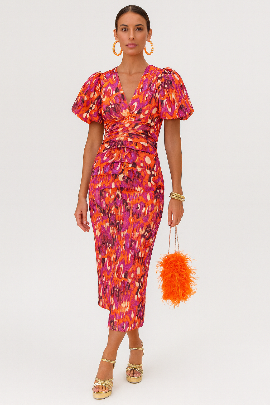 Aurelia | Bold Puff-Sleeve Midi Dress