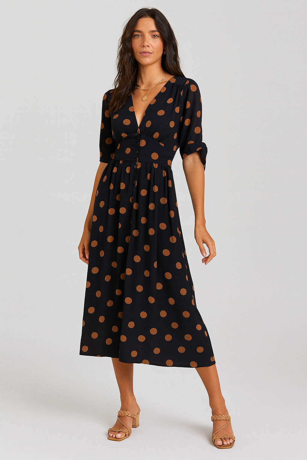 Clara | Polka Dot Midi Dress