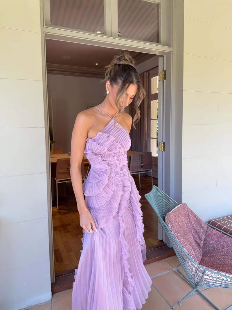 Isla | Lilac Pleated Maxi Dress