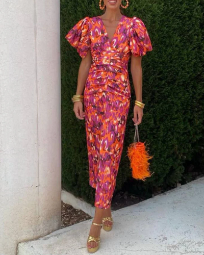 Aurelia | Bold Puff-Sleeve Midi Dress