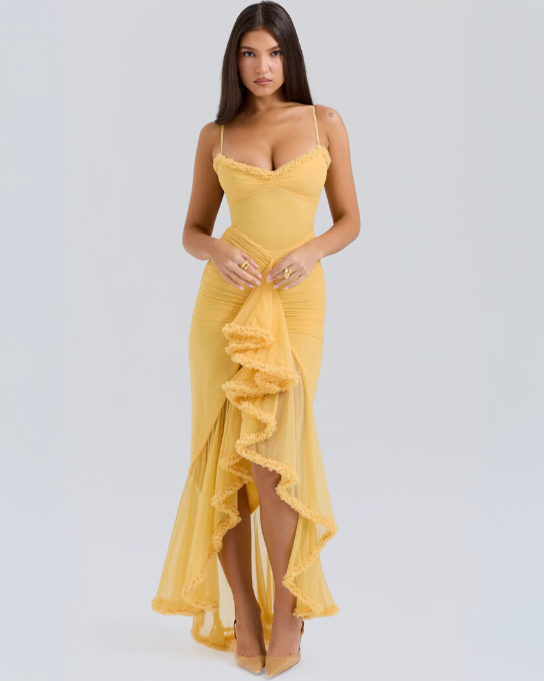 Aurora | Yellow Ruffle Maxi Dress