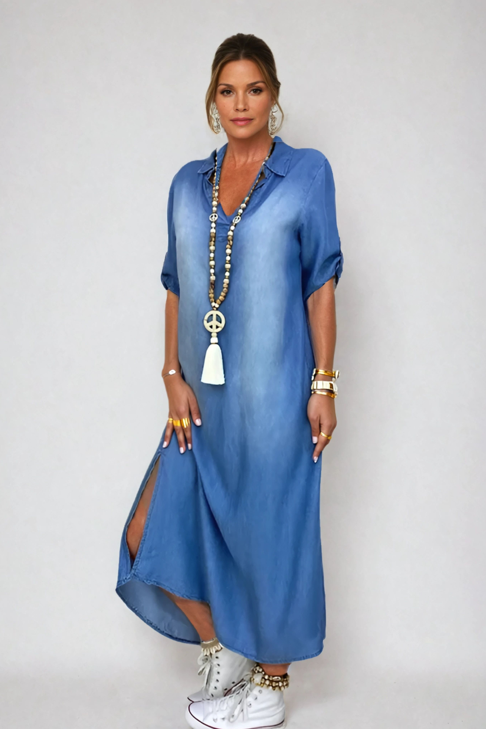 Elena | Denim Maxi Dress