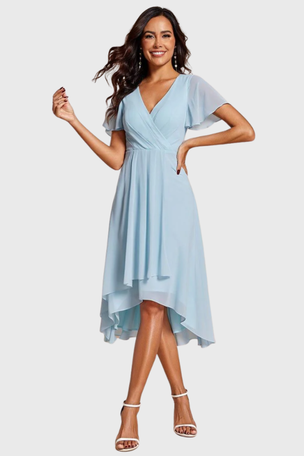 Elena | Flutter Sleeve Midi Dress