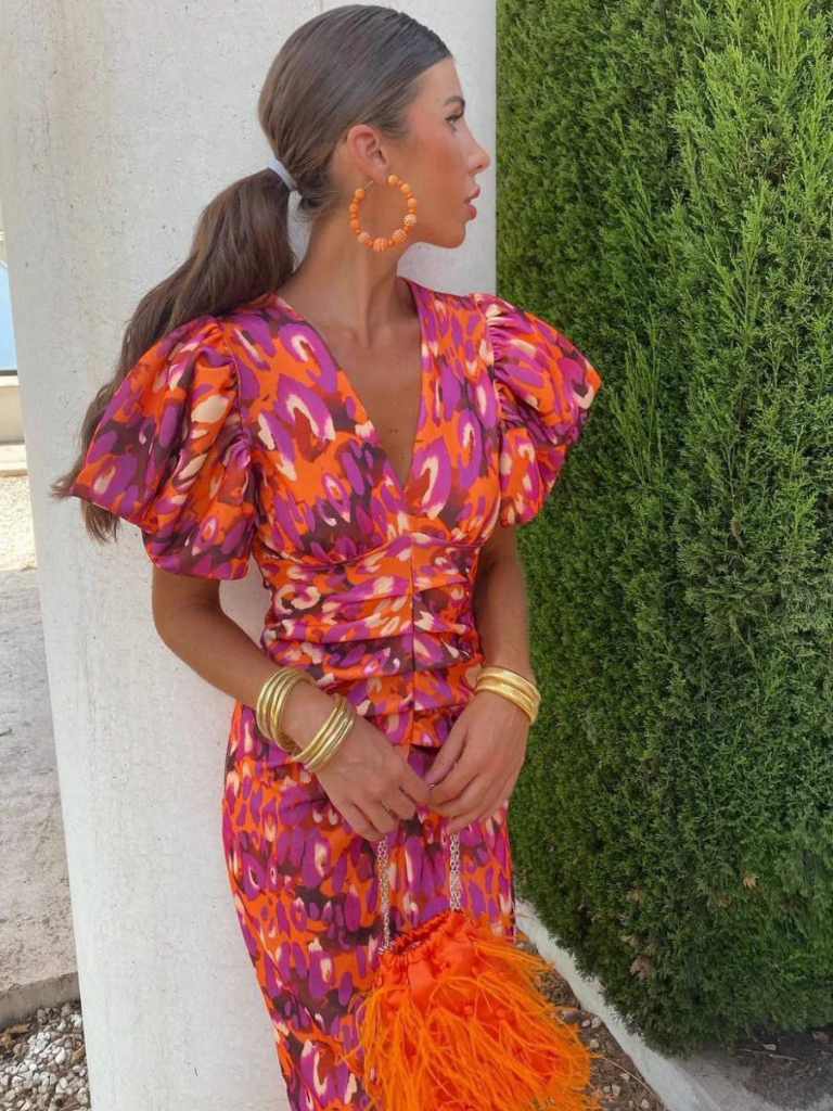 Aurelia | Bold Puff-Sleeve Midi Dress