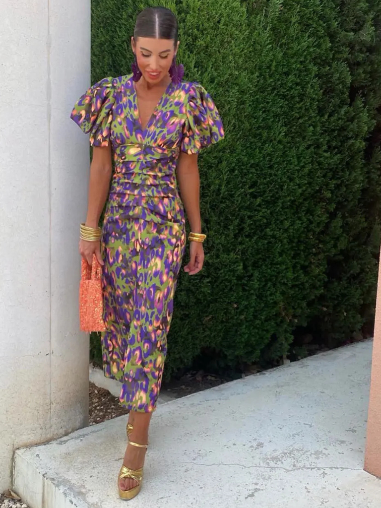 Aurelia | Bold Puff-Sleeve Midi Dress
