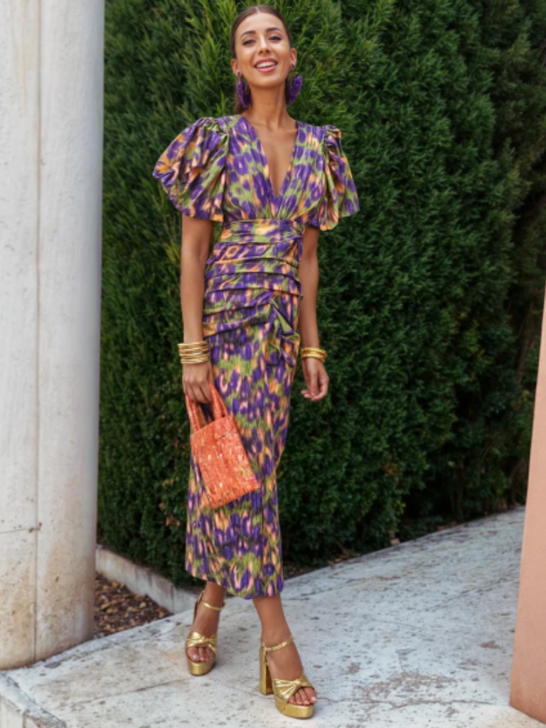 Aurelia | Bold Puff-Sleeve Midi Dress