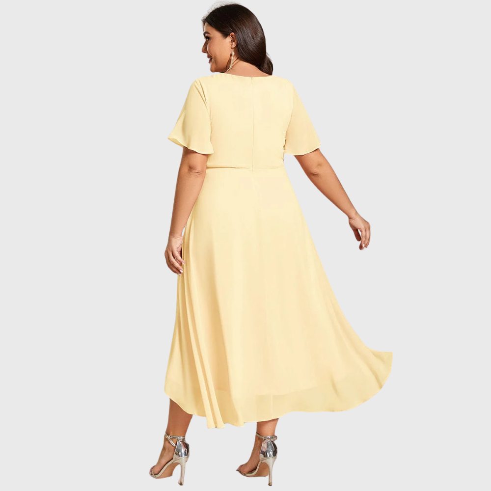 Elena | Flutter Sleeve Midi Dress