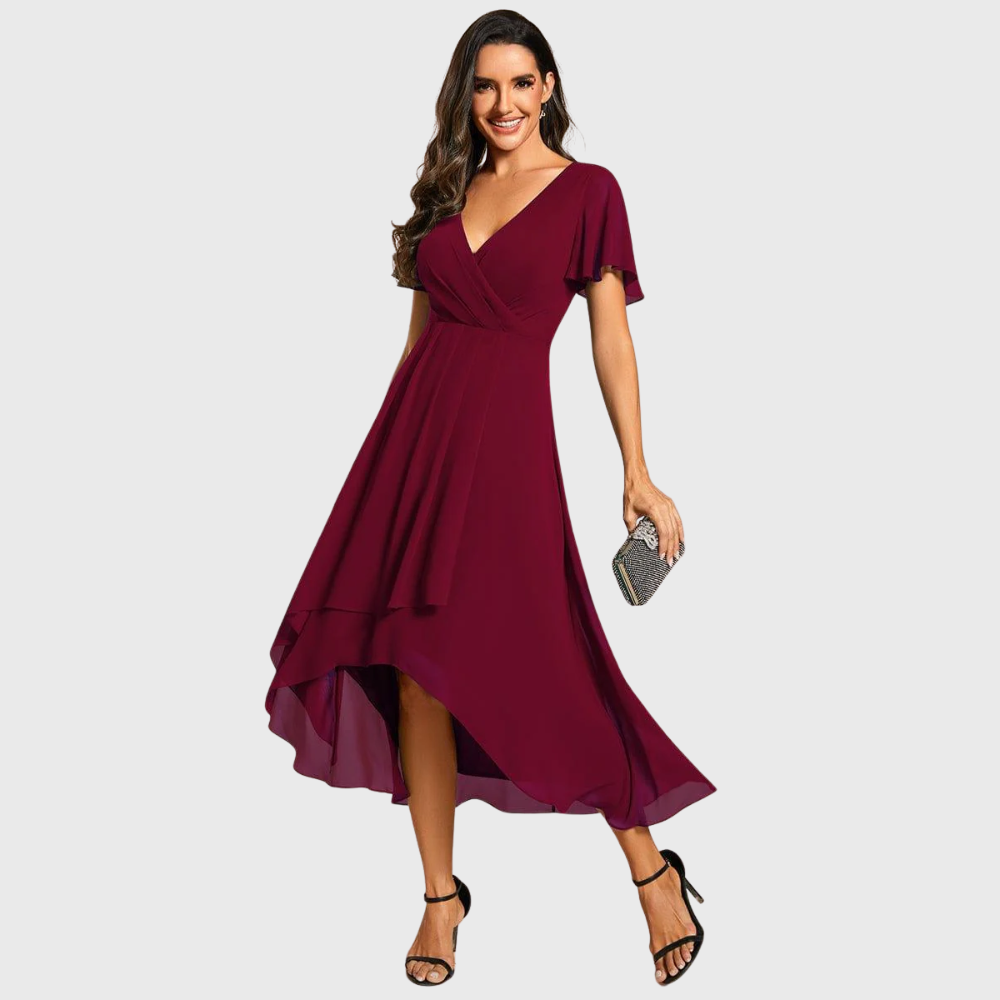Elena | Flutter Sleeve Midi Dress