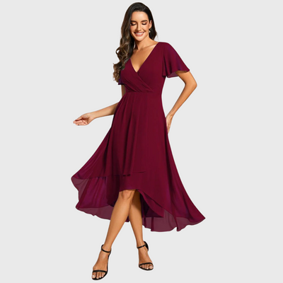 Elena | Flutter Sleeve Midi Dress