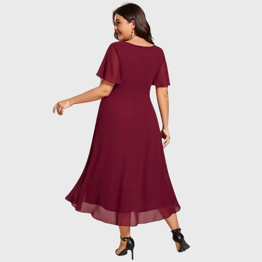 Elena | Flutter Sleeve Midi Dress