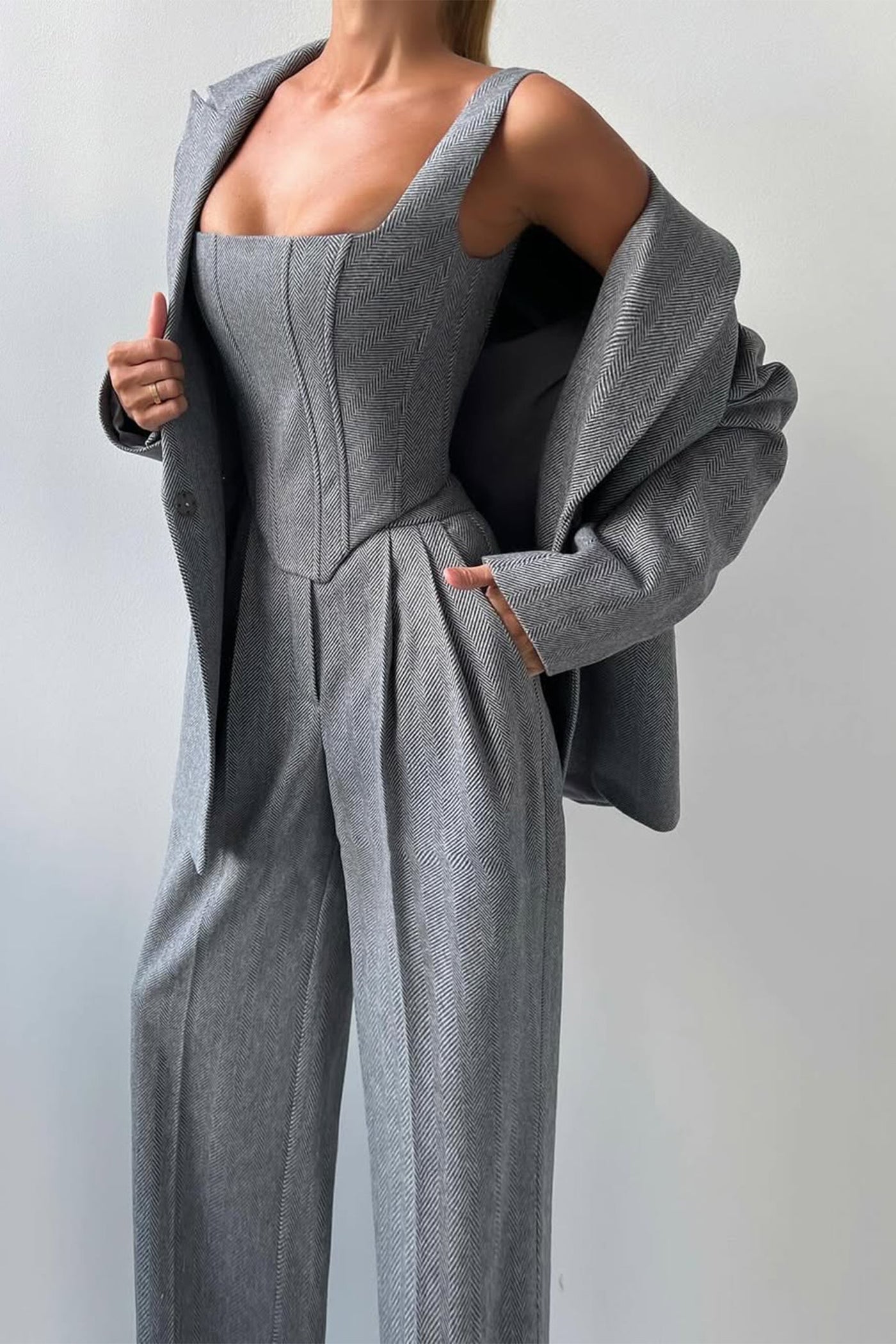 Valentina | Tailored Herringbone Suit Set