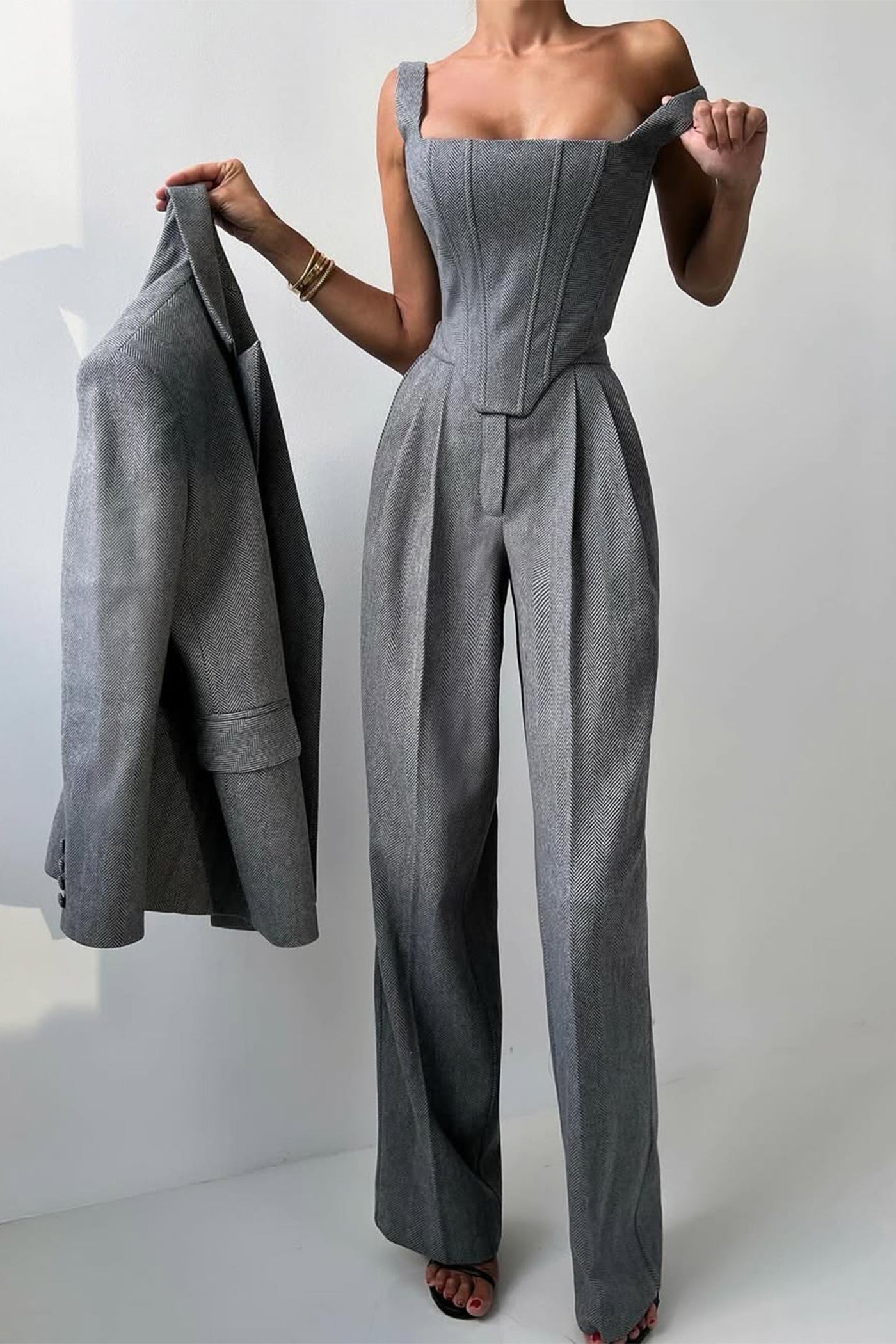 Valentina | Tailored Herringbone Suit Set