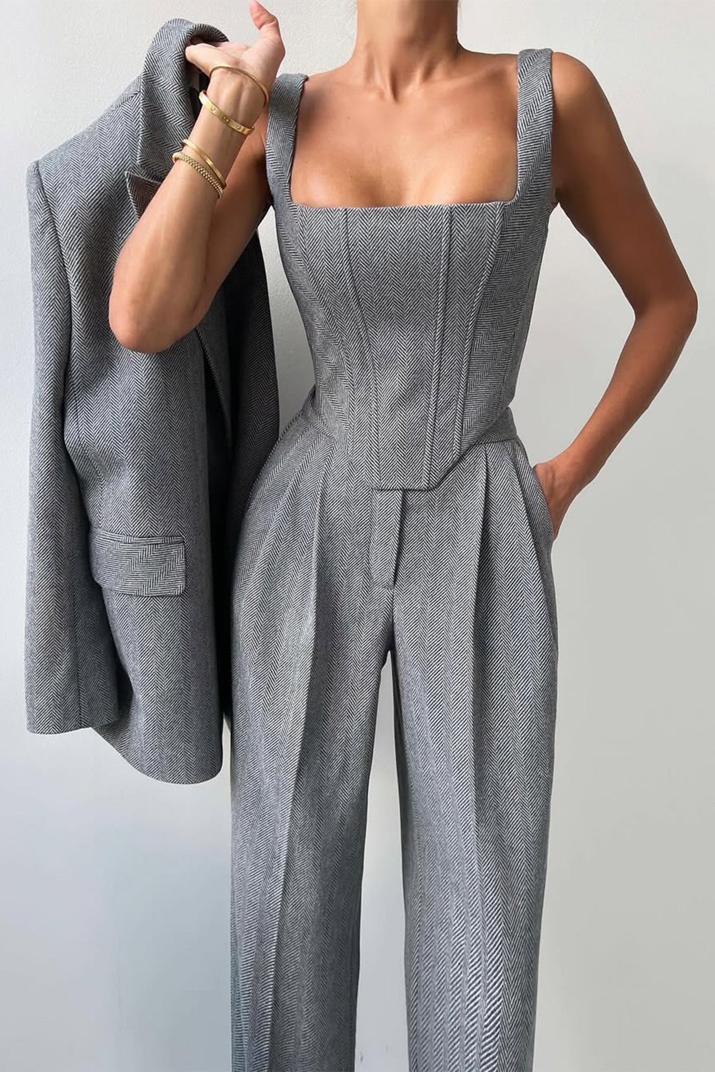Valentina | Tailored Herringbone Suit Set