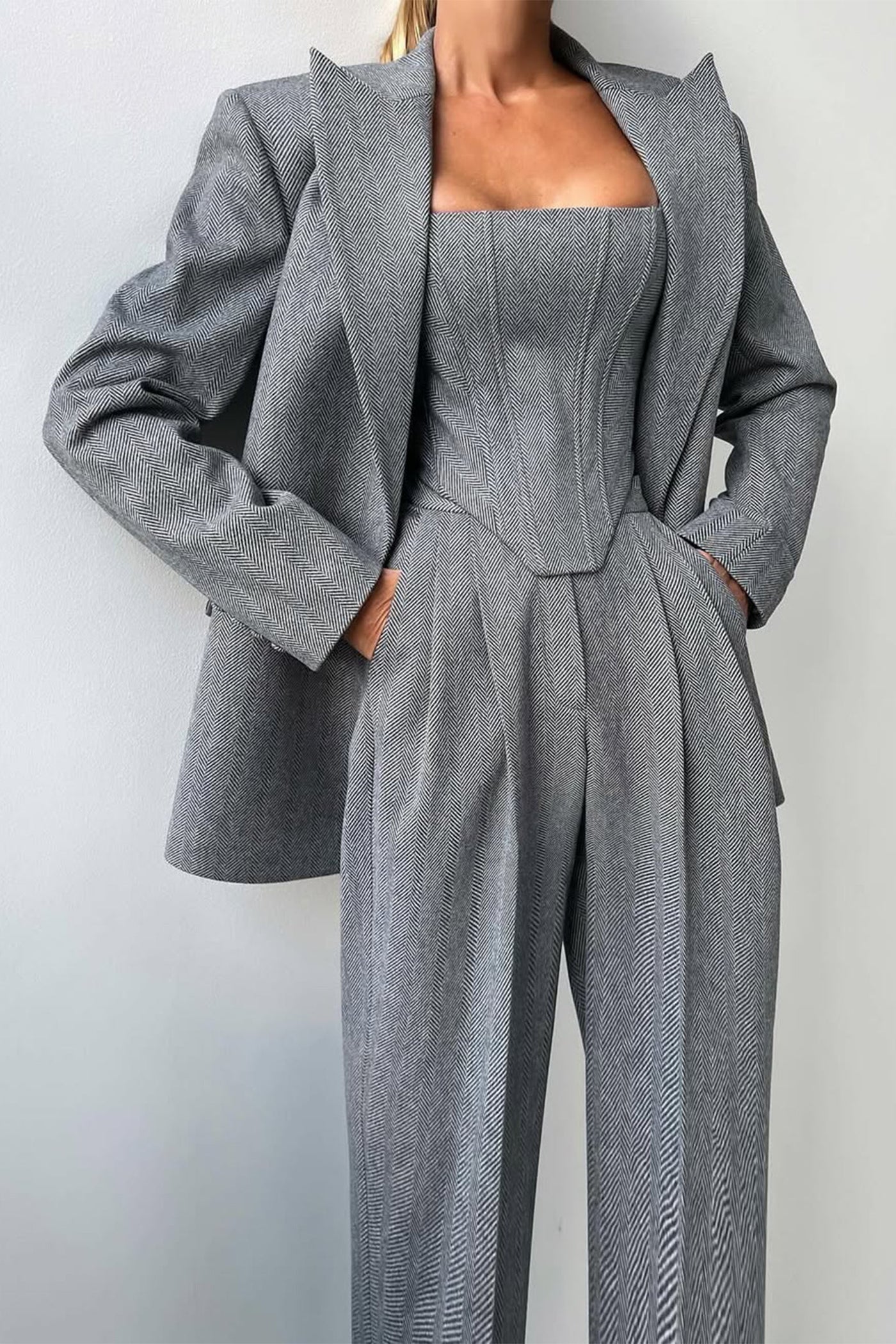 Valentina | Tailored Herringbone Suit Set