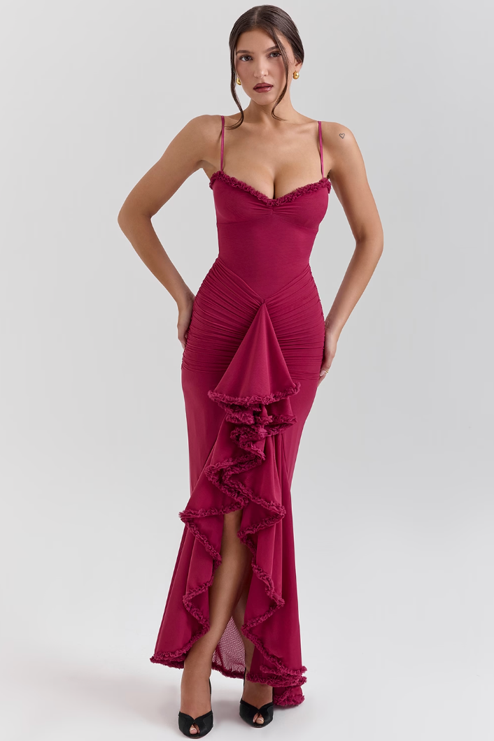 Aurora | Yellow Ruffle Maxi Dress