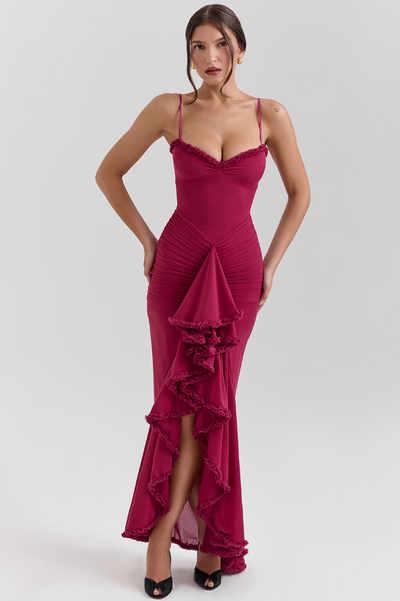 Aurora | Yellow Ruffle Maxi Dress