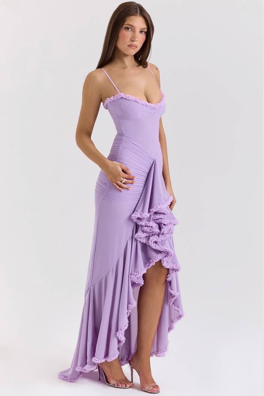 Aurora | Yellow Ruffle Maxi Dress