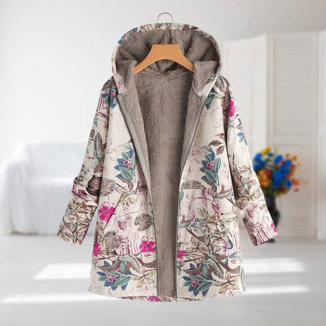Amara | Floral Fleece-Lined Coat