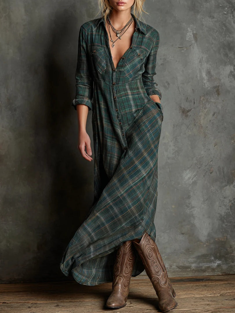 Elena | Plaid Maxi Shirt Dress